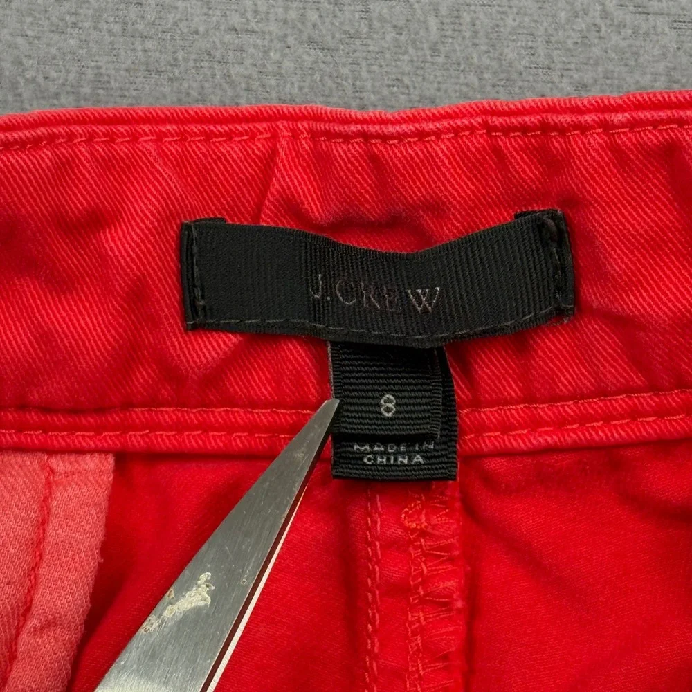 J.Crew Wide Leg Crop Ankle Pants Button Fly Cotton Twill Coastal Nautical Red 8